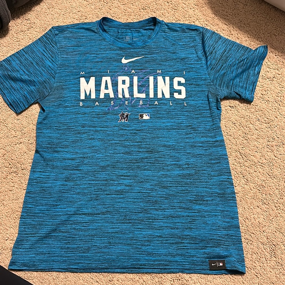 Blue Nike Miami Marlins Authenic Collection Dri-Fit Tee